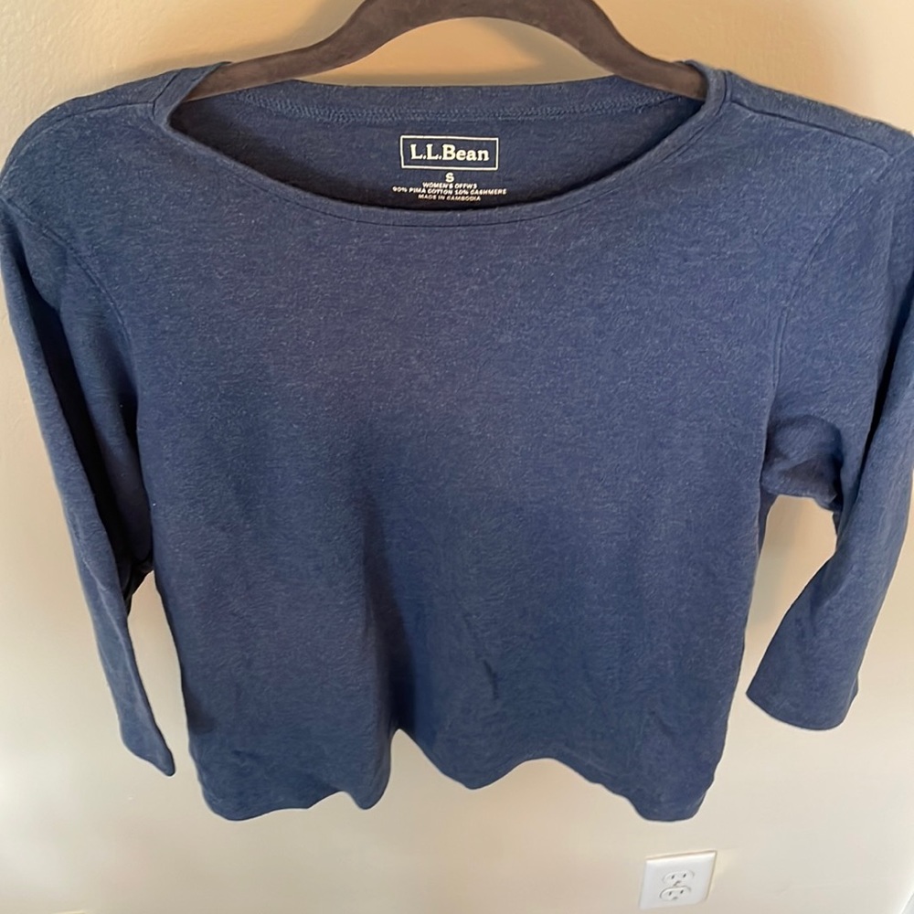 L.L. Bean Navy Blue Small Long Sleeve Shirt Cashmere